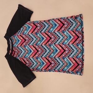 Justice blue pink short sleeve swim rashguard 12